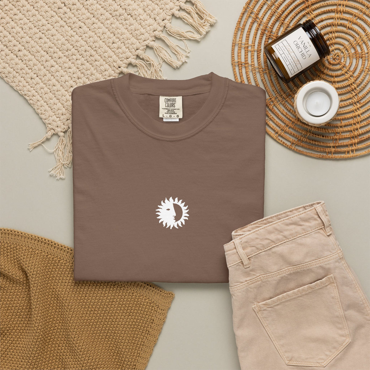 Ritual Organics Eclipse Tee in Espresso, flat lay
