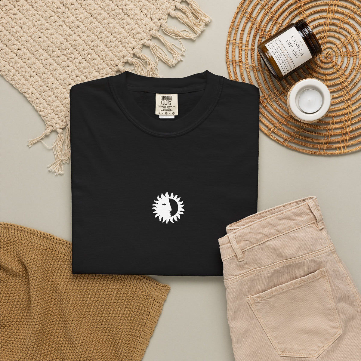 Ritual Organics Eclipse Tee in Black, flat lay