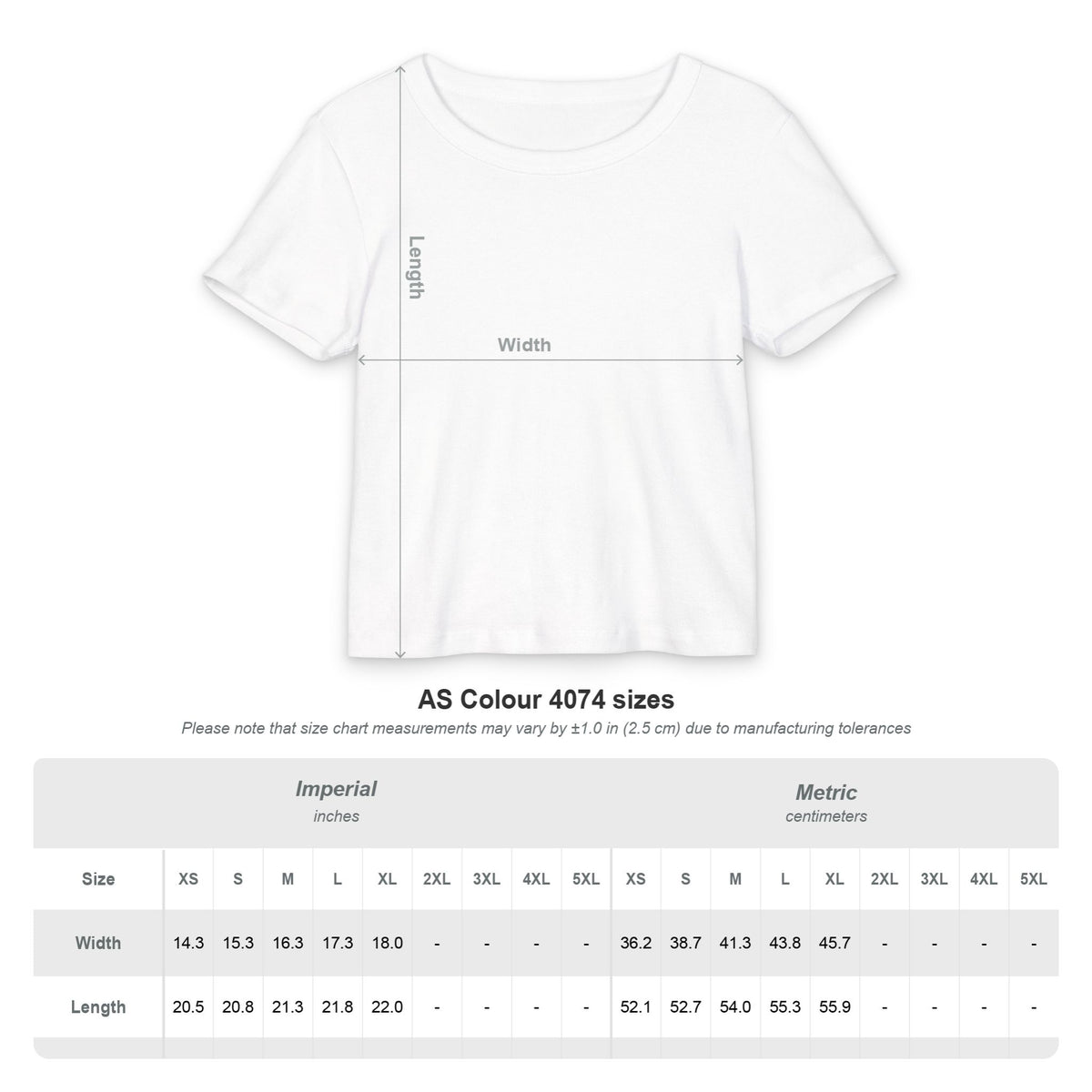 Ritual Baby Tee size chart