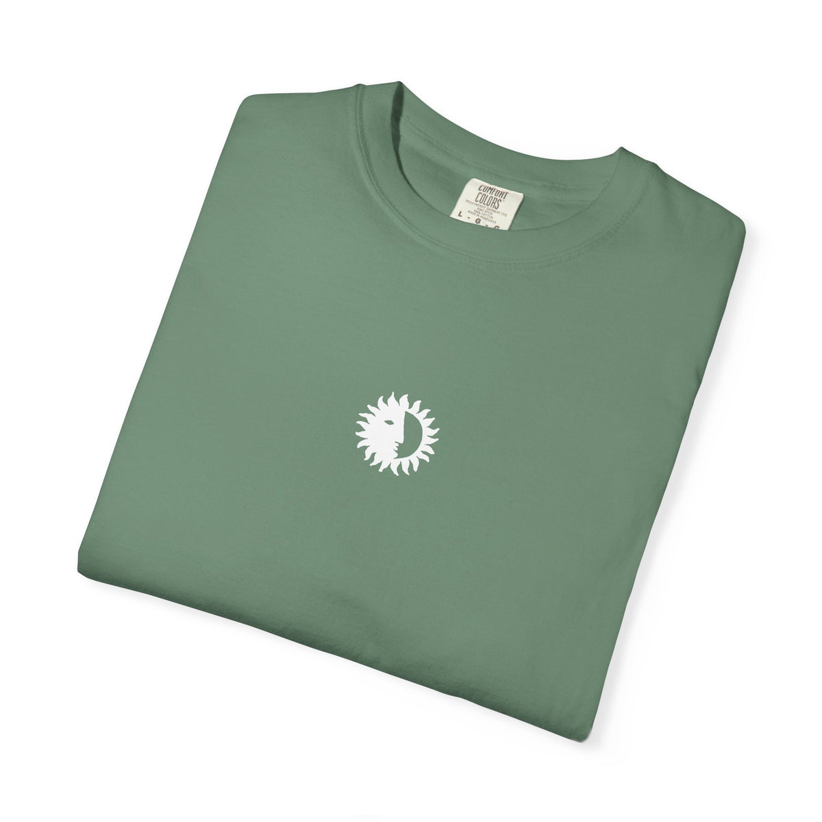 Ritual Organics Eclipse Tee in Light Green, folded