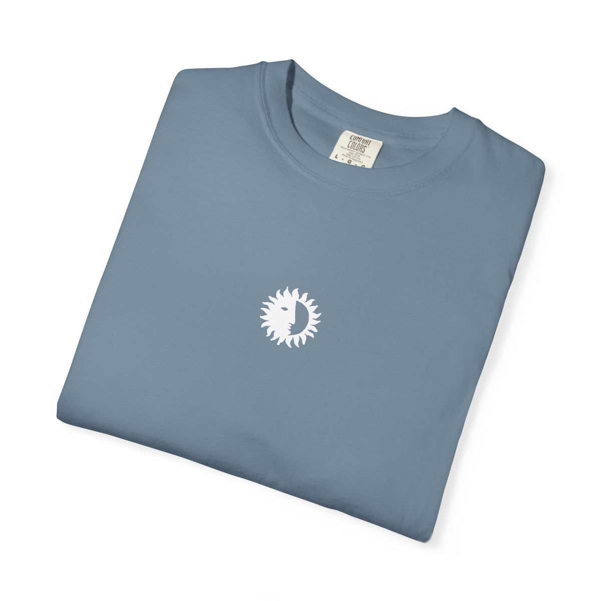 Ritual Organics Eclipse Tee in Ice Blue, folded