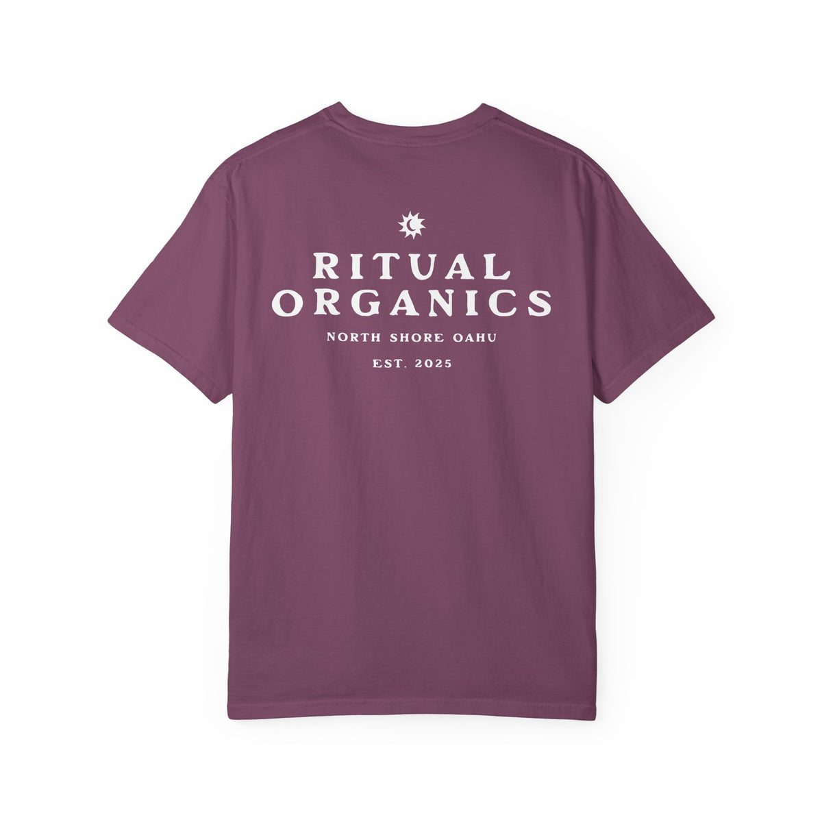 Ritual Organics Eclipse Tee in Berry, back