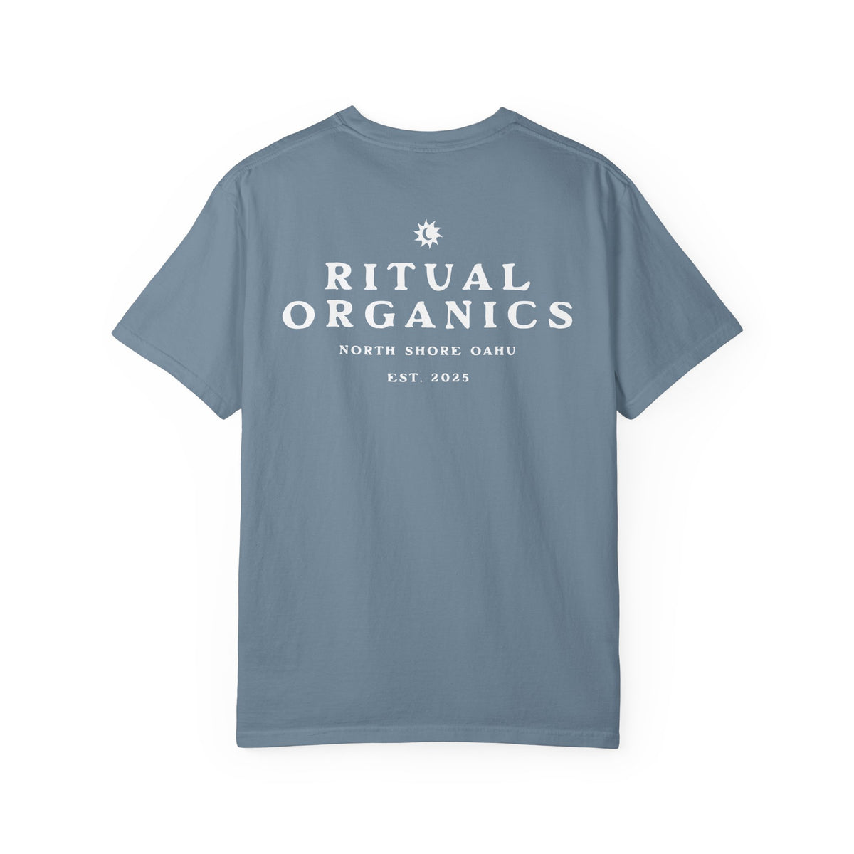Ritual Organics Eclipse Tee in Ice Blue, back