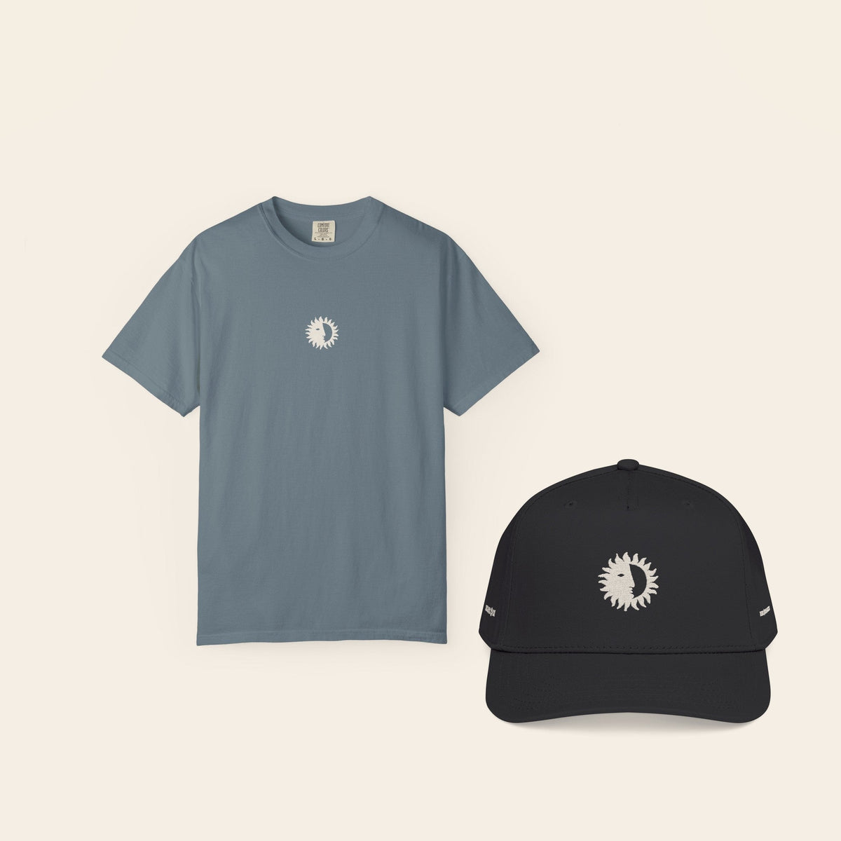 The Uniform: Eclipse Tee in Ice Blue and the All Black Shine On Cap