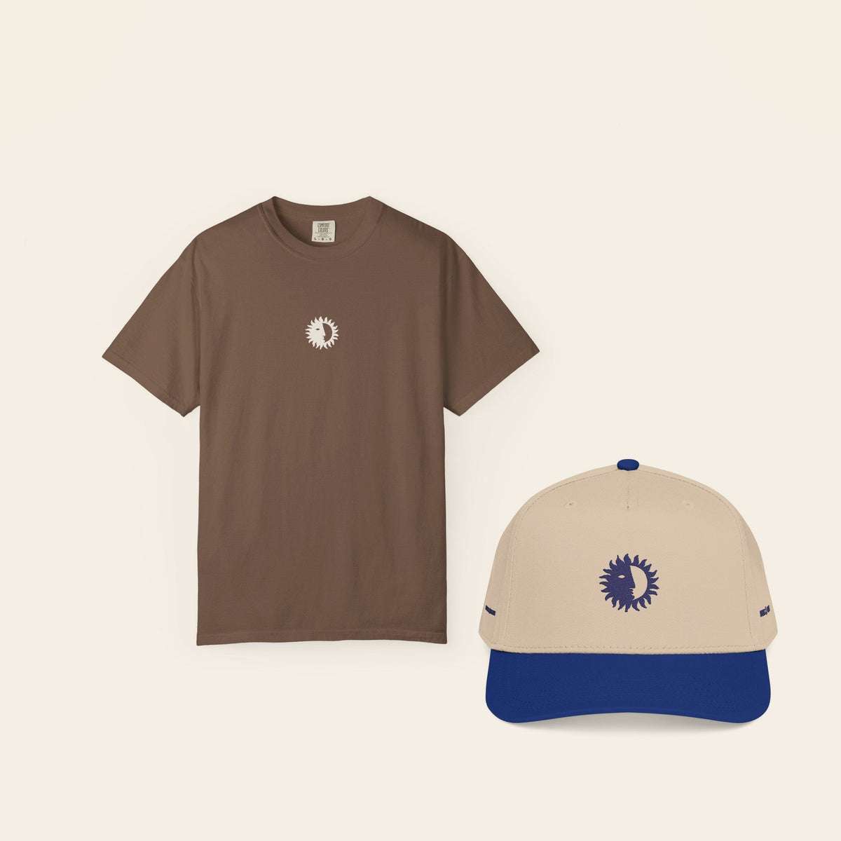 The Uniform: Eclipse Tee in Espresso and the Royal & Cream Shine On Cap